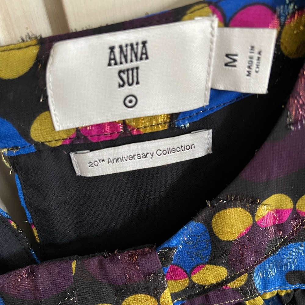 ANNA SUI x TARGET Multicolored Chiffon Dress Women’s Size Medium Retro Disco Mod - Picture 3 of 6